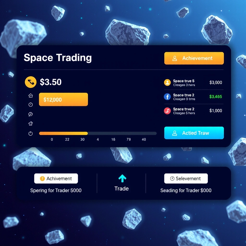 Interface de trading gamificado con elementos espaciales